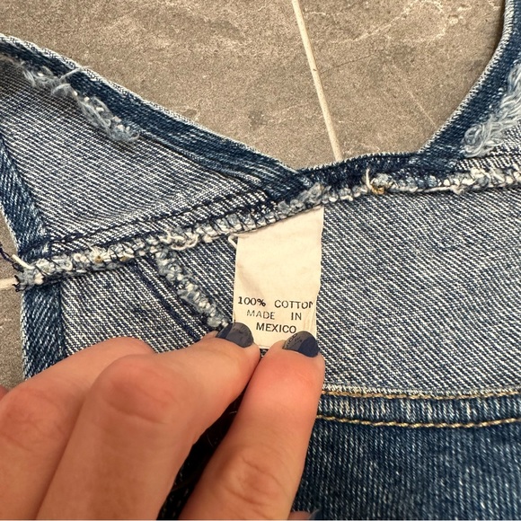 Vintage overalls denim medium wash blue mom jean 90s no stretch - Picture 5 of 13